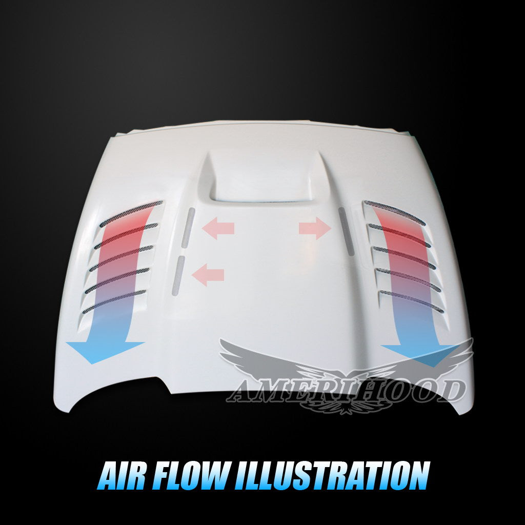 Dodge Ram 3500 2003-2009 Type-SSK Style Functional Heat Extractor Vented Hood