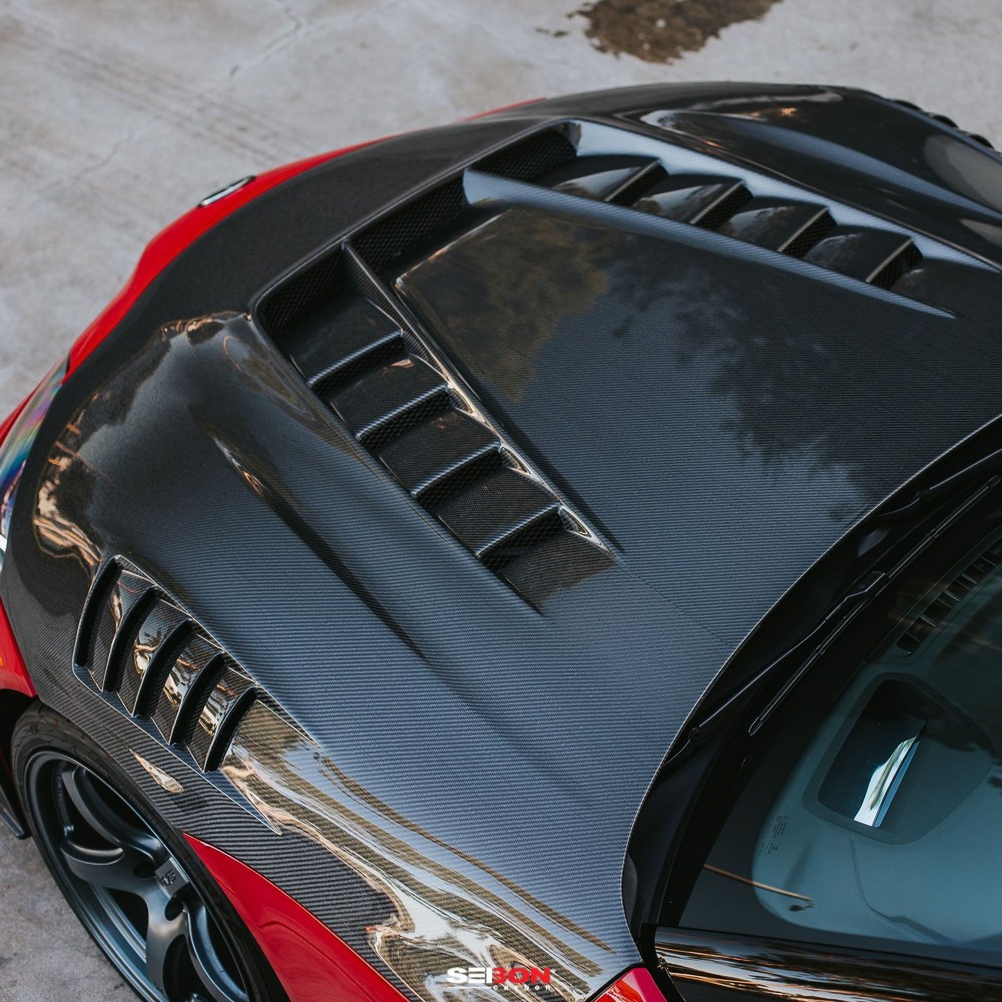 TV-Style Double Sided Carbon Fiber Hood For 2020-2024 Toyota Supra