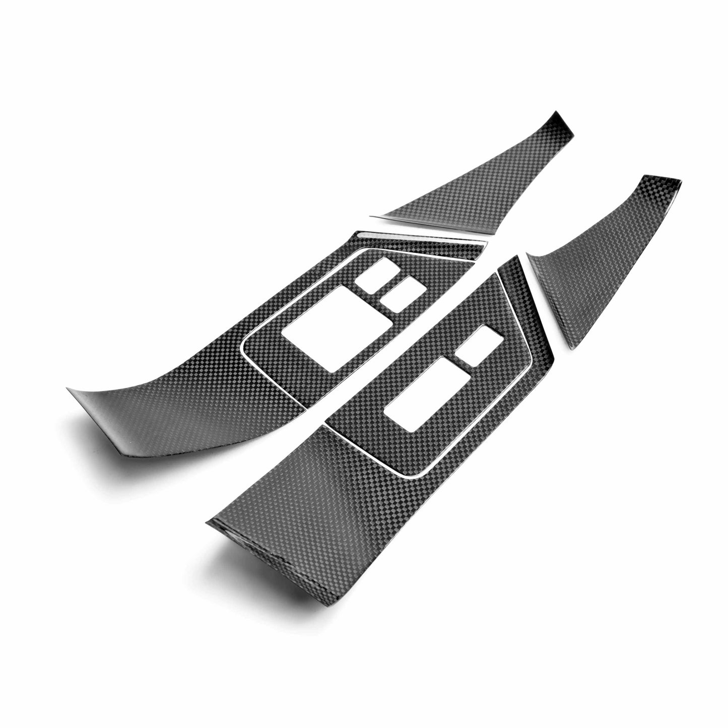 2009-2014 NISSAN GTR R35 Carbon Fiber INTERIOR DOOR TRIM SET (12 PCS) PIECES INCLUDE: DOOR HANDLE COVER (2), WINDOW SWITCH PANEL COVER (6), DOOR LEVER SURROUND (4)