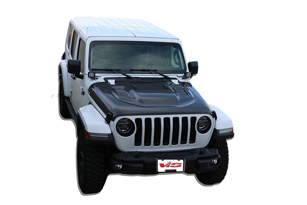 Rubicon Style Carbon Fiber Hood for 2018-2019 Jeep Wrangler-JL 4dr